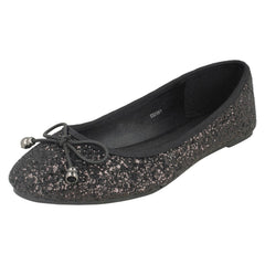 Ladies Spot On Glitter Ballerinas