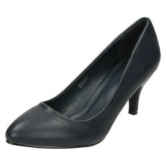 Ladies Spot On Mid Heel Pointed Toe Court Shoes