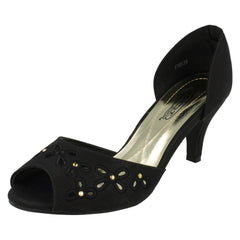 Ladies Spot On Peep Toe Slip On Court Shoe