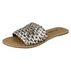 Ladies Leather Collection Flat Weave Mule Sandals