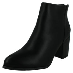 Ladies Block Heel Ankle Boots with Back Zip F51233