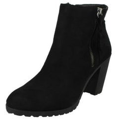 Ladies Spot On Ankle Boots With Zip Detail