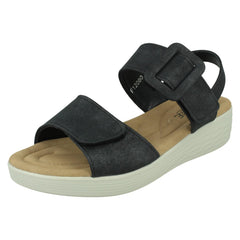Ladies Eaze Low Wedge Mule Sandal with Chunky Buckle Strap F12080