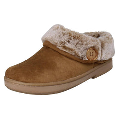 Ladies Clarks Warm Lined Slippers With Faux Fur Evelyn Mule