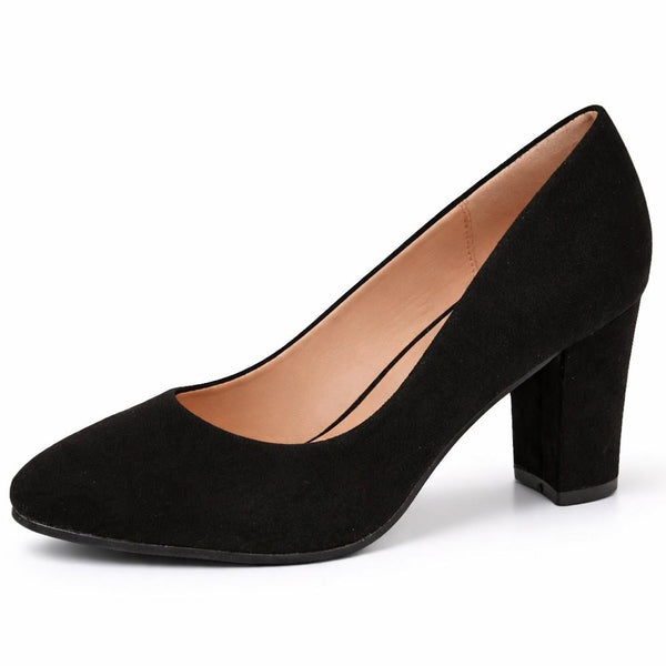 Ladies Spot On High Block Heel Court Shoe F90126
