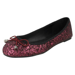 Ladies Spot On Glitter Ballerinas