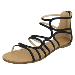 Ladies Spot On Flat Strappy Sandals F00053