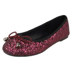 Girls Spot On Flat Glitter Ballerinas