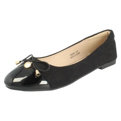 Ladies Spot On Bow Detailed Flat Ballerina Casual Shoes F80598