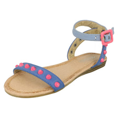 Girls Spot On Flat Ankle Strap Sandal H0116
