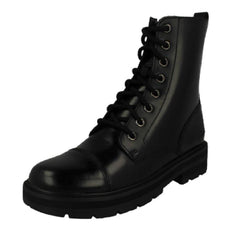 Girls Clarks Biker Style Ankle Boots Prague Cap