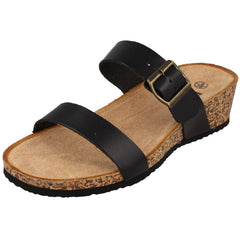 Ladies Down To Earth Mid Wedge Mule Sandals F12087
