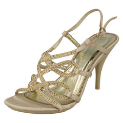 Ladies Spot On High Heel Diamante X Strap Sandals F1749