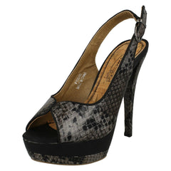 Ladies Spot On Snake Print Slingback Heels