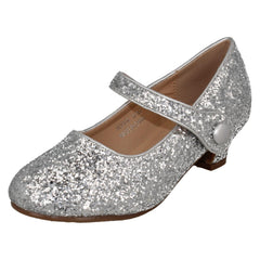Girls Spot On kitten Heel Ankle Strap Party Shoes H3089