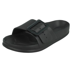 Ladies Spot On Flat Buckle Mules F00349