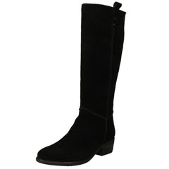 Ladies Low Cuban Heel Suede Leather High Leg Boot with Inside Zip F51230