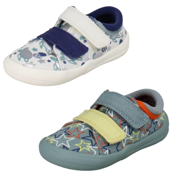 Boys Clarks Canvas Doodles Briley Fly T