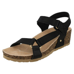Ladies Down To Earth Mid Wedge Ankle Strap Sandals
