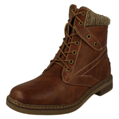 Ladies Spot On Knitted Cuff Ankle Boots F4447