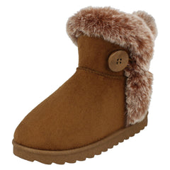 Girls Spot On Fur Trim/Lined Ankle Boots H4142