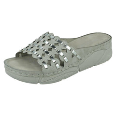 Ladies Spot On Mid Wedge Mules F10945