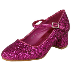 Girls Spot On Heeled Sparkly Dolly Shoes H3057