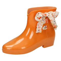 Ladies Spot On Tied Bow Detail Ankle Wellington Boots X1187