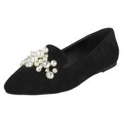 Ladies Spot On Flat Slipper Cut Ballerinas