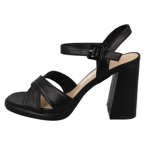 Ladies Anne Michelle Chunky Heeled X Strap Mule Sandal F12049