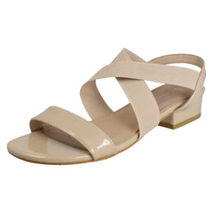 Ladies Spot On Slip On Cross Strap Low Heel Smart Sandals F12082