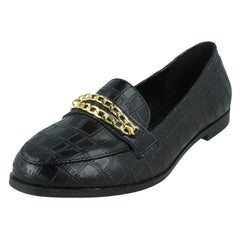 Ladies Spot On Croc Print Loafers F80537