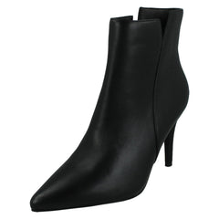Ladies Spot On High Heel Leather Ankle Boots with Inside Zip F51212