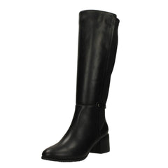 Ladies Spot On Block Heel Wide Fitting Knee High Boots  F51256
