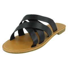 Ladies Savannah Wide Fitting Flat Strappy Mules F00387
