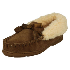 Ladies Bear Paw Bow Detailed Slippers Indio
