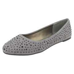 Ladies Spot On Flat Diamante Ballerinas