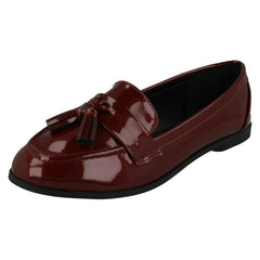 Ladies Spot On Tassel Trim Wide Fit Slip On Shoes F80560