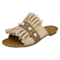 Ladies Spot On Pearl Trim Mules
