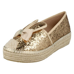 Ladies Spot On Glitter Bunny Ears Espadrilles