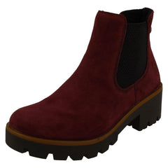 Ladies Rieker Chunky Gusset Detailed Heeled Ankle Boots 79265