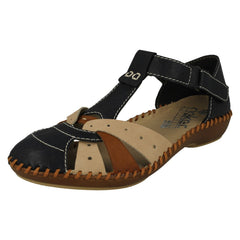 Ladies Rieker T-Bar Cut Out Detailed Antistress Shoes M1655