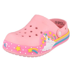 Girls Spot On Clogs With Unicorn Design And Lights H2695