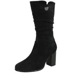 Ladies Spot On High Heel Rouched Leg Boots F51218