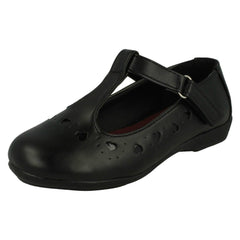 Girls Spot On Heart Detail T-Bar School Shoes