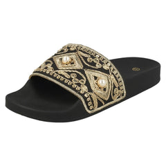 Ladies Spot On Beaded Slider Mules