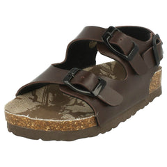 Boys JCDees Flat Footbed 2 Buckle Strap Mule Sandal