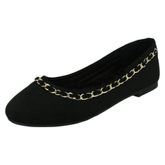 Ladies Spot On Chain Trim Ballerinas F80550