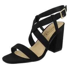 Ladies Spot On Strappy Heeled Sandals F12011