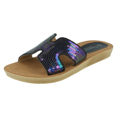 Ladies Savannah Sequin Mules F00354